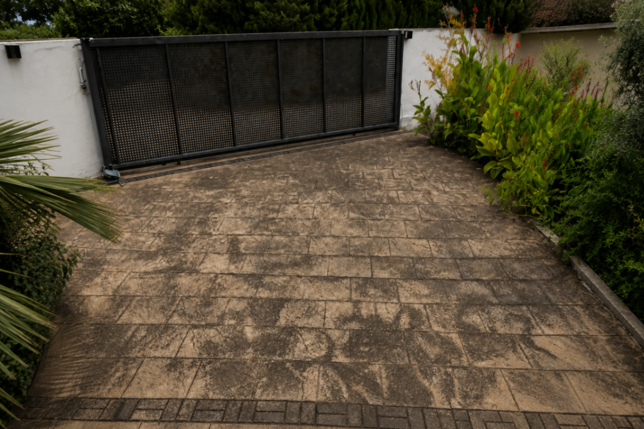 Driveway — before cleaning